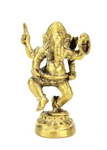 Amuleto budista e hindú - Amuleto/estatua Ganesh de pie de metal de latón - GS2 dorado - Imagen 1 de 3