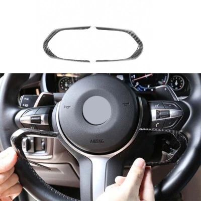 For BMW M3 M4 M5 2015-2019 2PC Cover Trim Steering Wheel Switch Dry Carbon Fiber - Image 1 of 4
