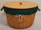 2001 LONGABERGER XL Classic Pot of Gold Basket w/ Fabric Liner, Protector & Lid