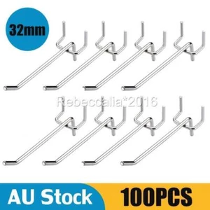 AU 100Pcs Steel Pegboard Hooks for metal Panel Display Shop Peg Board Hook 10cm - Picture 1 of 11