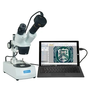 OMAX 20X-40X Dual Lights Binocular Student Stereo Microscope with 1.3MP Camera - Picture 1 of 8