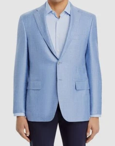 Canali Men's Blue Siena Herringbone Wool-Blend Sport Coat Jacket Size 48R - Picture 1 of 3