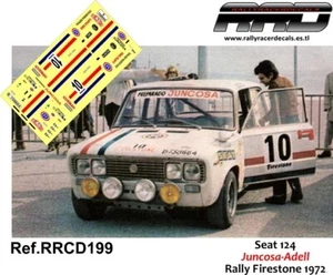 DECAL/CALCA 1/43; Seat 124; Juncosa-Adell; Rally Firestone 1972 - Imagen 1 de 2
