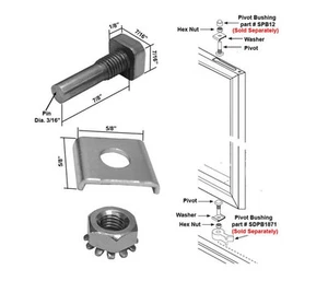 Shower Door Stainless Steel Pivot Pin w/ Hex-Nut & Washer for Pivot Shower Doors - Picture 1 of 1