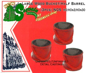 Secchio di Legno/Mezzo Barile-Grande (3pz) Modelli Scala Sequoia HOn3/HOn30 FSM (NOS) - Foto 1 di 9