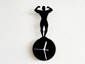 Mr Universe Front Lat Spread Silhouette - Wall Clock - Picture 1 of 6