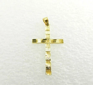 SCHÖNES 14K GELBGOLD DIAMANTSCHLIFF MUSTER KREUZ FEDER #C112 - Bild 1 von 2