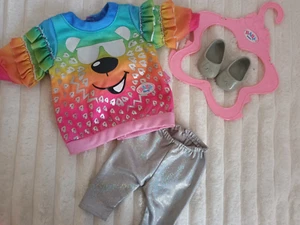 Baby Born Outfit Pullover Glitzerlegging Glitzerschuhe Kleiderbügel ## SUPER ## - Bild 1 von 1
