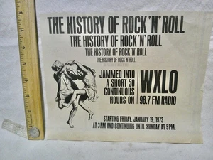 WXLO Radiosender Anzeige 1973 Vintage History of Rock'n'Roll 98.7 FM AD - Bild 1 von 1