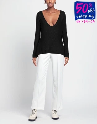 RRP€1370 ERMANNO SCERVINO Cashmere Jumper IT40 US4 UK8 S Black Deep V-Neck - Image 1 of 4