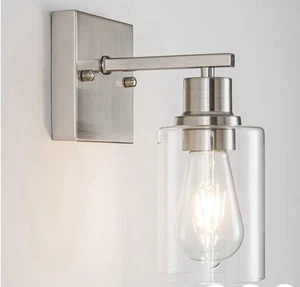 EMONG Brushed Nickel Bathroom Light Fixtures, 1-Light Vanity Light - Picture 1 of 2