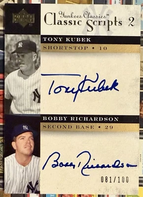 2004 Yankees Classics Classic Scripts 81/100 Tony Kubek Bobby Richardson Auto - Image 1 of 2