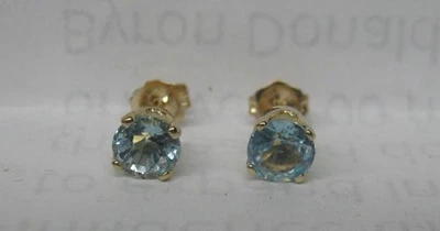 PENDIENTES AGUAMARINA 5MM ORO MACIZO 14K 1,00 ct. GENUINOS Foto 1 de 2