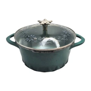 Temp-Tations emaillierter grüner Dutch Oven mit Blumenspitze und Deckel 5,9 Quart/5,5 l - Bild 1 von 11