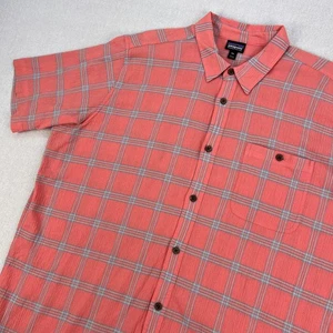 Patagonia A/C Lightweight Shirt Mens XXL Pink Plaid Button-Up Short Sleeve - Picture 1 of 12
