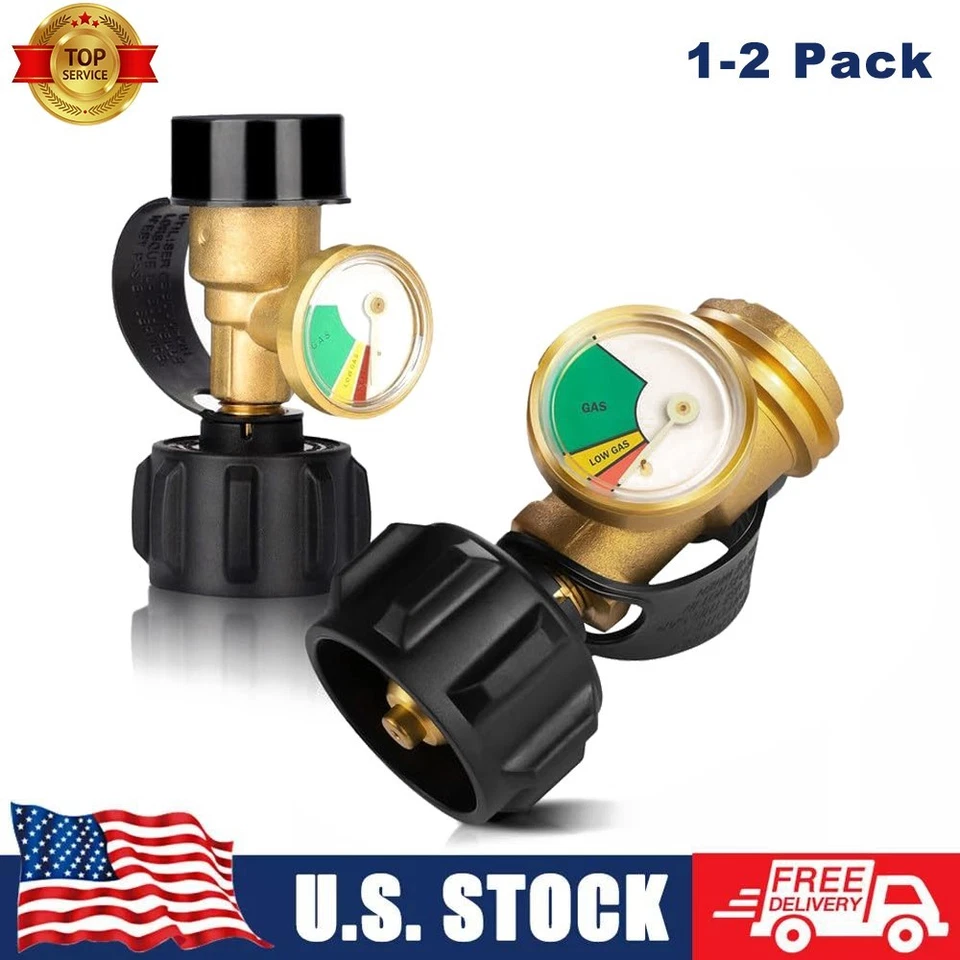 1-2PCS Brass Adapter Gauge for Propane Tank RV Grill Gas Level Meter Indicator - Image 1 of 4