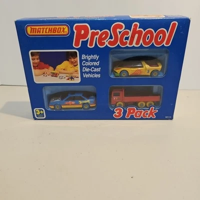 Matchbox 1990 Vintage PreSchool Colors 3 Vehicle Set Peugeot, Rover, + Truck NIB - Image 1 of 4