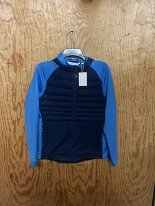 Peter Millar Womens Navy / Abaco Blue Hooded Merge Half Zip Jacket. $250 - Picture 1 of 16