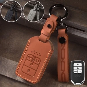 Genuine Leather Car Remote Key Fob Case Cover For Honda CR-V Jazz HR-V Vezel Fit - Picture 1 of 12