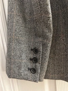 Chaqueta Blazer Bill Blass NY Blanca y Negra A Cuadros Lana Virgen ~ Todo Clima ~ Forrada ~ 14 - Imagen 1 de 6