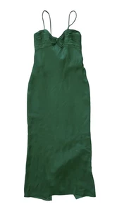 Monique Lhuillier Green Silk Formal Long Maxi Gown Dress Size 8 - Picture 1 of 5