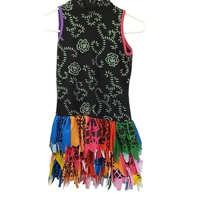 Vestido Disfraz Skelita Calaveras Niñas Negro Arco Iris Volantes Monster High Mediano Foto 1 de 4