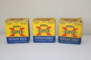Vintage Lot 3 Western Super X 16 Ga. Shotgun Shells Paper Litho Box Empty - Picture 1 of 16