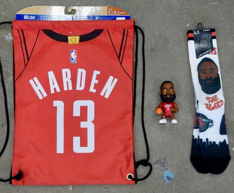 3 Pack James Harden Jersey Drawstring Backpack Bag NBA Houston Rockets Socks Toy Cover