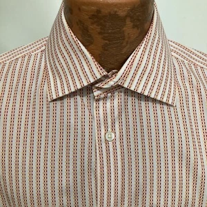 Camisa Banana Republic XL 17-17.5 Rojo Amarillo Blanco Rayas Manga Larga Algodón - Imagen 1 de 4