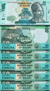 Malawi 50 Kwacha 2020, UNC, 5 PCS Lot, P-64, New Signature - Bild 1 von 4