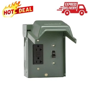 20 Amp Outdoor Electrical Outlet w/ Switch & GFI Receptacle, Weatherproof Steel - Picture 1 of 6