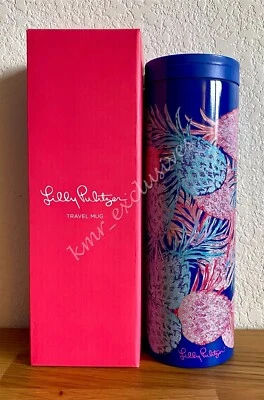 Taza de viaje Lily Pulitzer aislada 18 oz nueva en caja con estampado de piña gitana precio de venta sugerido por el fabricante: $30 Foto 1 de 4