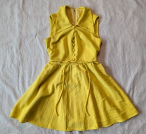 Damen Vintage 60er/70er Jahre gelb Mid Century Mod klassisch ärmellos Kragen Kleid XS - Bild 1 von 16