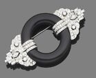 Onyx Lapel Pins Handmade Cubic Zirconia Dinner Wear 925 Sterling Silver Jewelry