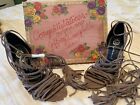 New Jeffrey Campbell Sabra Lace Up Heels Size 7.5 Taupe Suede Authentic