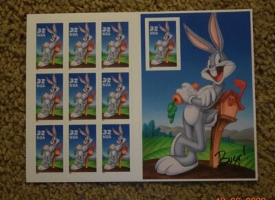 VTG "BUGS BUNNY - STAMPERS," USPS Sheet of Ten (10), $0.32 MNH Stamps, (c) 1996 - Image 1 of 4