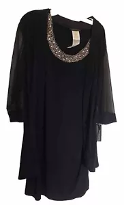 R&M RICHARDS donna giacca abito manica 3/4 borchie blu navy trasparente taglia 16 - Foto 1 di 11