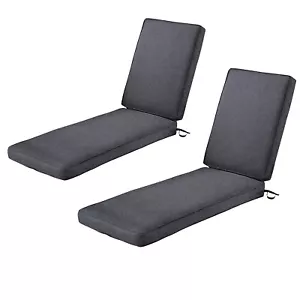 72"/80" Waterproof Patio Chaise Lounge Cushion Outdoor Beach w/ Removable Cover - Picture 1 of 10