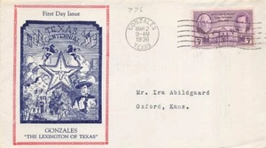 776 TEXAS CENTENNIAL - 1st Reid-Cawood cachet - Bild 1 von 1