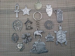 ANIMALS & MORE WHOLESALE JEWELRY 12 ASSORTED KEY CHAINS PEWTER Great Assortment. - Picture 1 of 1