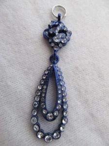 NWOT St. John Knit Blue tone, Clear Crystal Zipper Pull pendant 2 3/8" - Bild 1 von 7