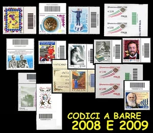 ITALIA 2008 e 2009 Francobolli con Codice a Barre MNH * Integri perfetti ! - Picture 1 of 61