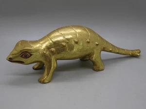 Fine Old Antique Chinese Southeast Asia Carved Wood Gold Gilded Chameleon Statue - Picture 1 of 11