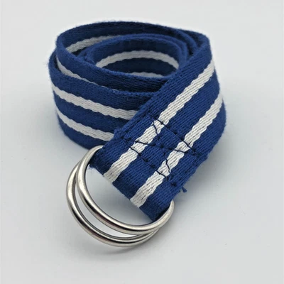 Cinturón Polo Ralph Lauren Mujer Azul Blanco Rayas Talla 8 Lona D Anillo Foto 1 de 4