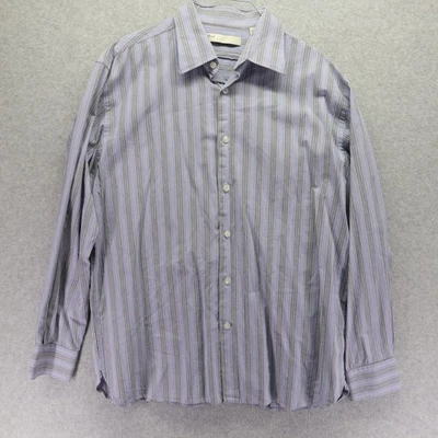 Perry Ellis Shirt Mens Large Business Casual Button Up Blue Striped Long Sleeve - Image 1 of 4