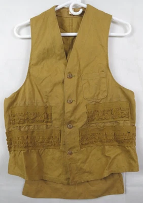 Vintage OLD Brown Hunting Vest Size S Deer Upland game pouch - Image 1 of 4