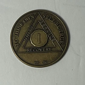 Alcohólicos Anónimos 1 Año AA Medallón de Bronce Chip Moneda Ficha Sobriedad Sobriedad D - Imagen 1 de 5
