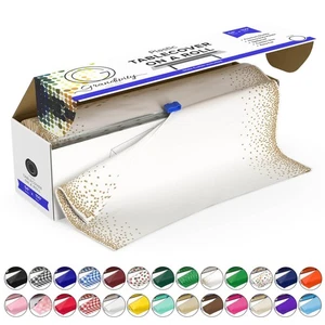 Plastic Tablecloth Roll - 54" x 100' Gold Dots Plastic Table Cloths for Parti... - Picture 1 of 8