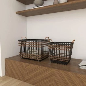 Black Sea Grass Farmhouse Storage Basket (Set of 2) - Picture 1 of 11