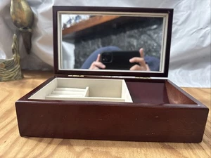 Rosen bemaltes Holz Weiß Samt Interieur Schmuck Schmuck Kosmetikbox - Bild 1 von 6